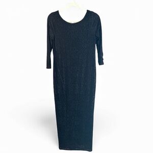 Ingrid & Isabel Maternity Black Floral Lace 3/4 Sleeve Long Dress Size Medium